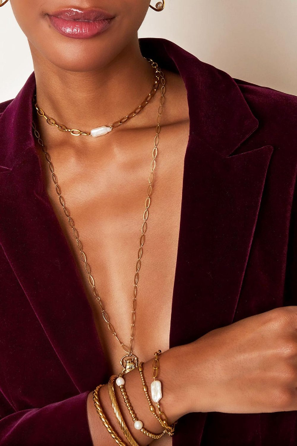 stainless steel bracelet with big pearl  h5Picture3